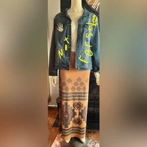 Southwest Women’s Rust Tribal Print Maxi Skirt M/L
